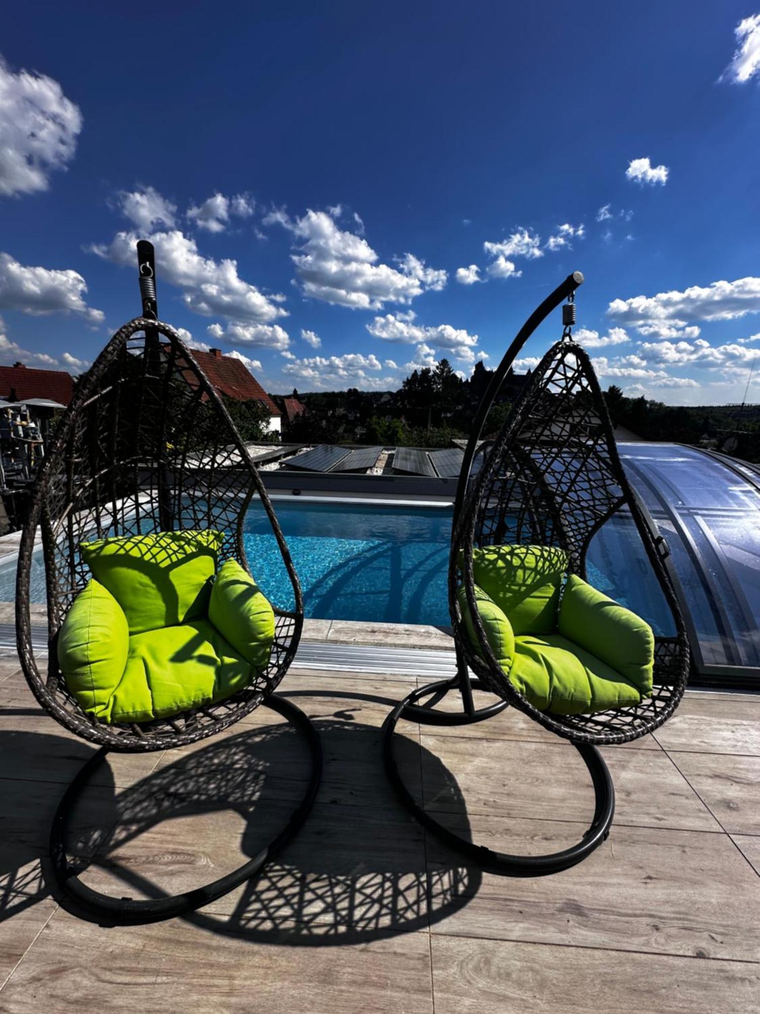 Ferienwohnung Schlossblick - 4 Sterne Sauna Pool Whirlpool Exklusiv برونفلس المظهر الخارجي الصورة